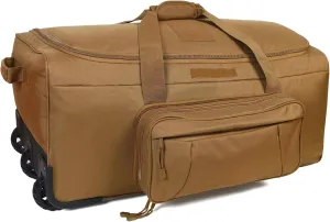 Military Wheeled Deployment Bag Large Tactical Heavy Duty Duffel Bag for Camping Hiking (Tan)
