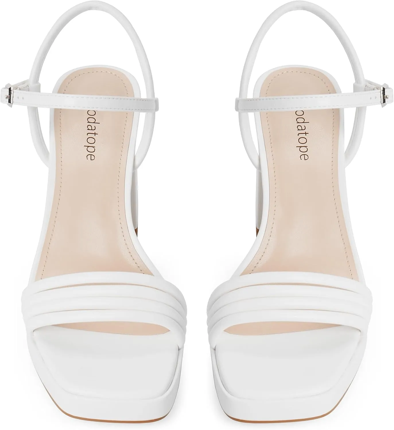 Modatope Platform Bow Sandals for Women Chunky Heel Strappy Platform Heels Square Open Toe Heeled Sandals Ankle Strap Block Heel Sanadals