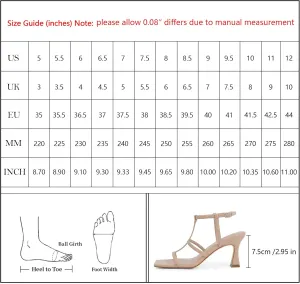 Modatope Strappy Sandals Women Square Toe Ankle Strap Kitten Stiletto Heeled Sandals Open Toe T-Strap Gladiator Sandals