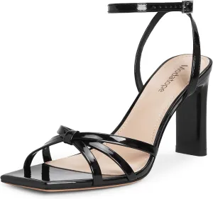 Modatope Womens Sandals Square Open Toe Chunky High Heels Strappy Ankle Strap Sandals Comfort Dress Party Shoes