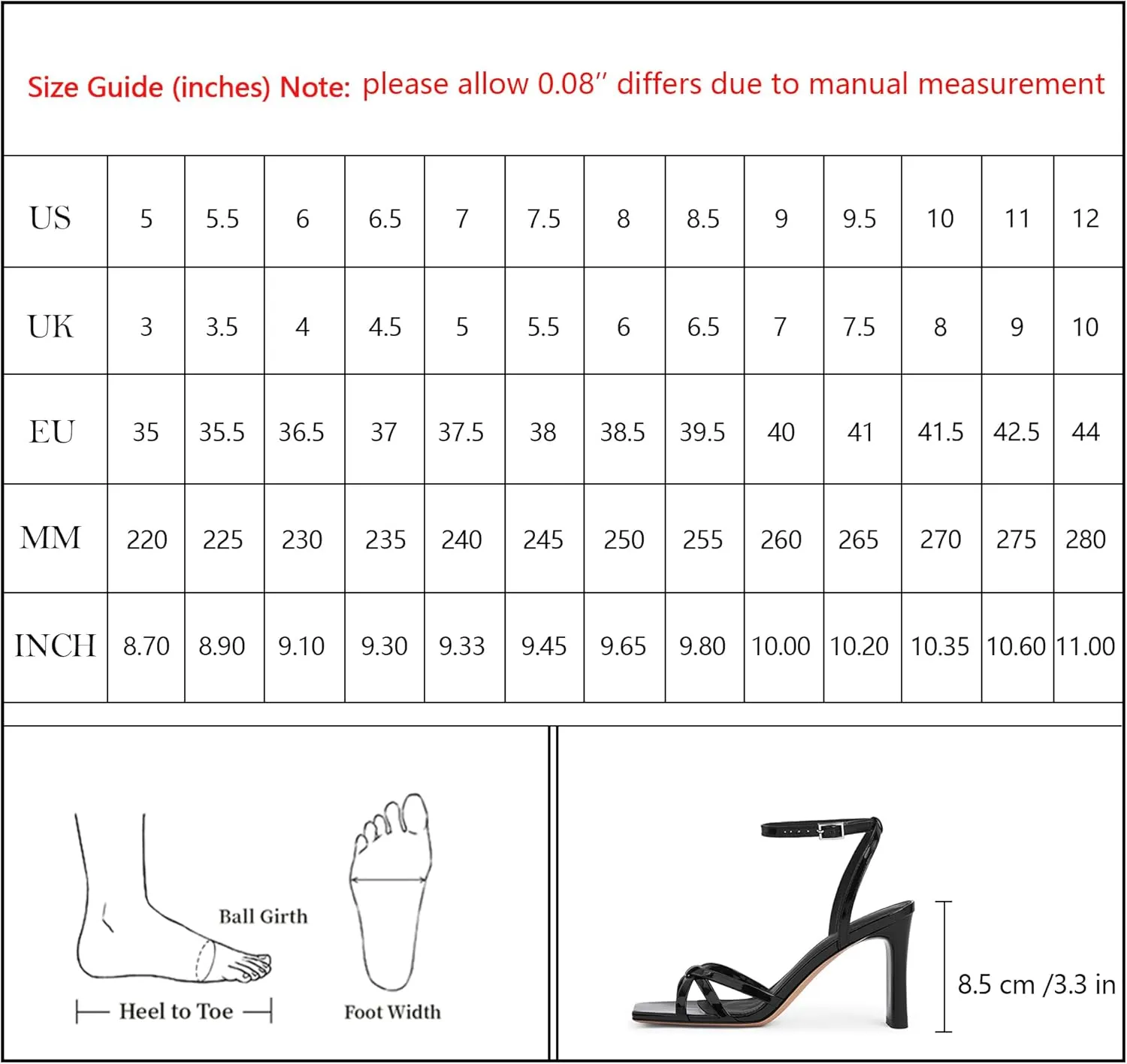 Modatope Womens Sandals Square Open Toe Chunky High Heels Strappy Ankle Strap Sandals Comfort Dress Party Shoes