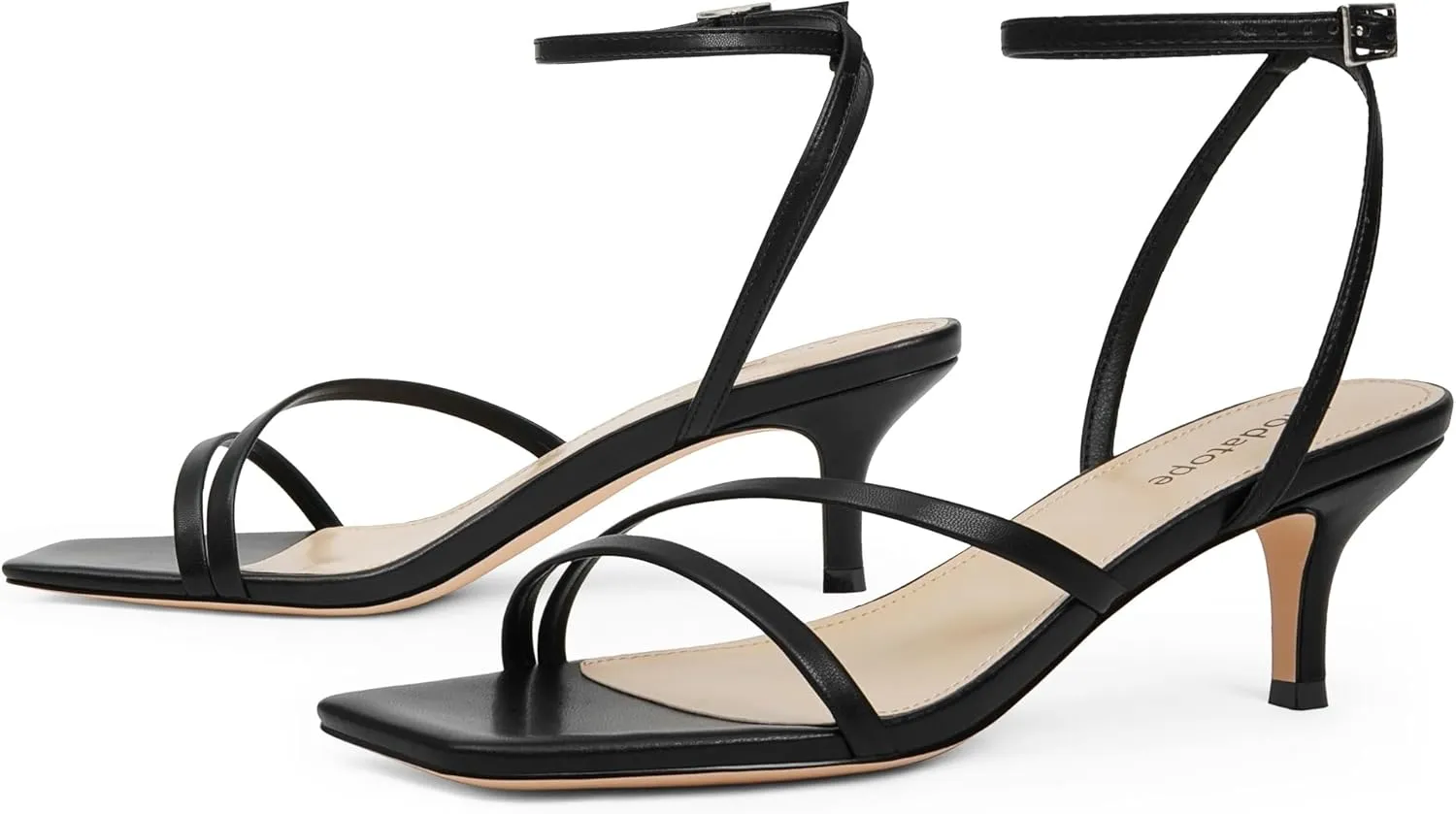 Modatope Womens Sandals Square Open Toe Kitten Heels Strappy Ankle Strap Sandals Comfort Dress Party Shoes