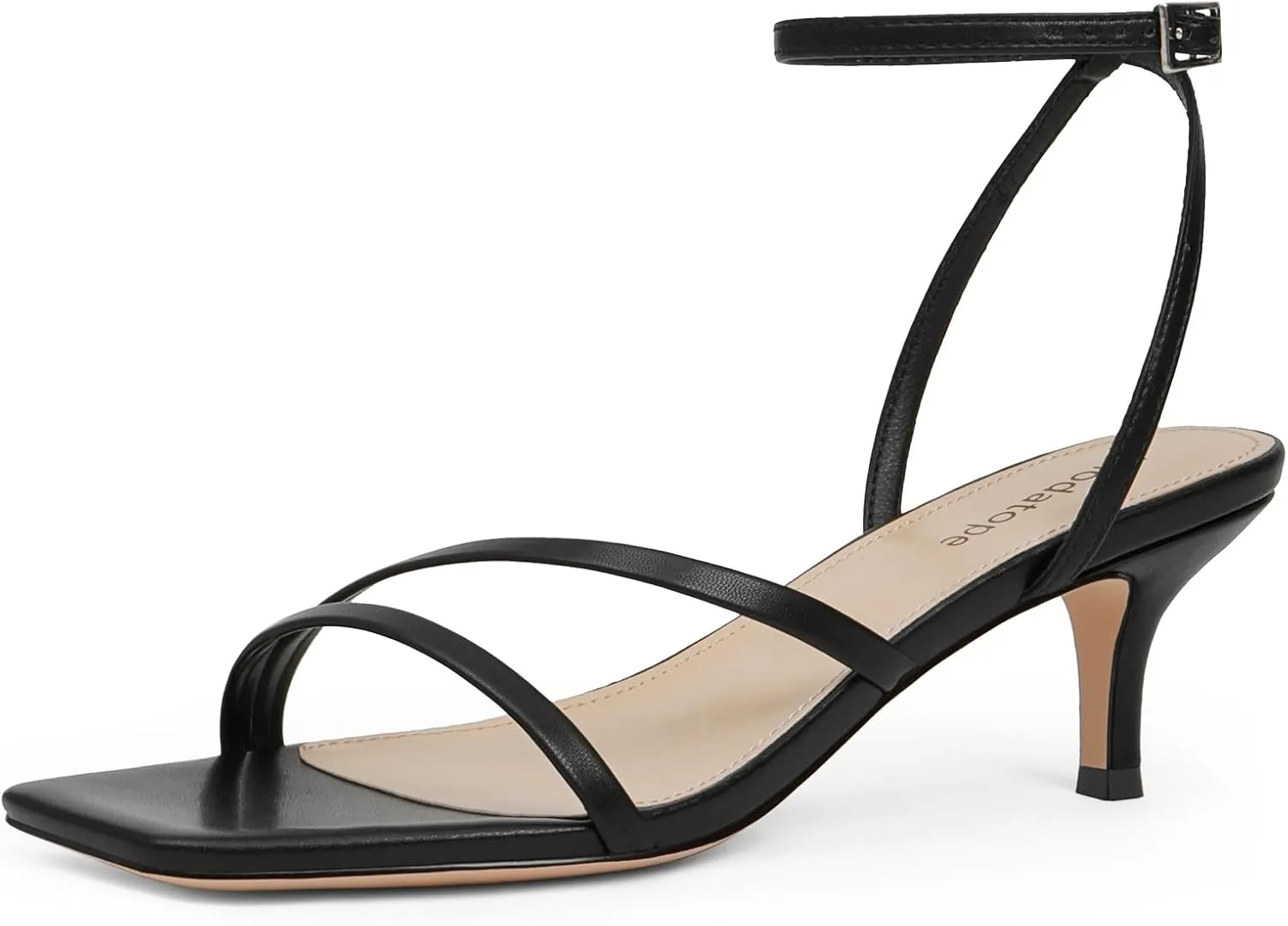 Modatope Womens Sandals Square Open Toe Kitten Heels Strappy Ankle Strap Sandals Comfort Dress Party Shoes