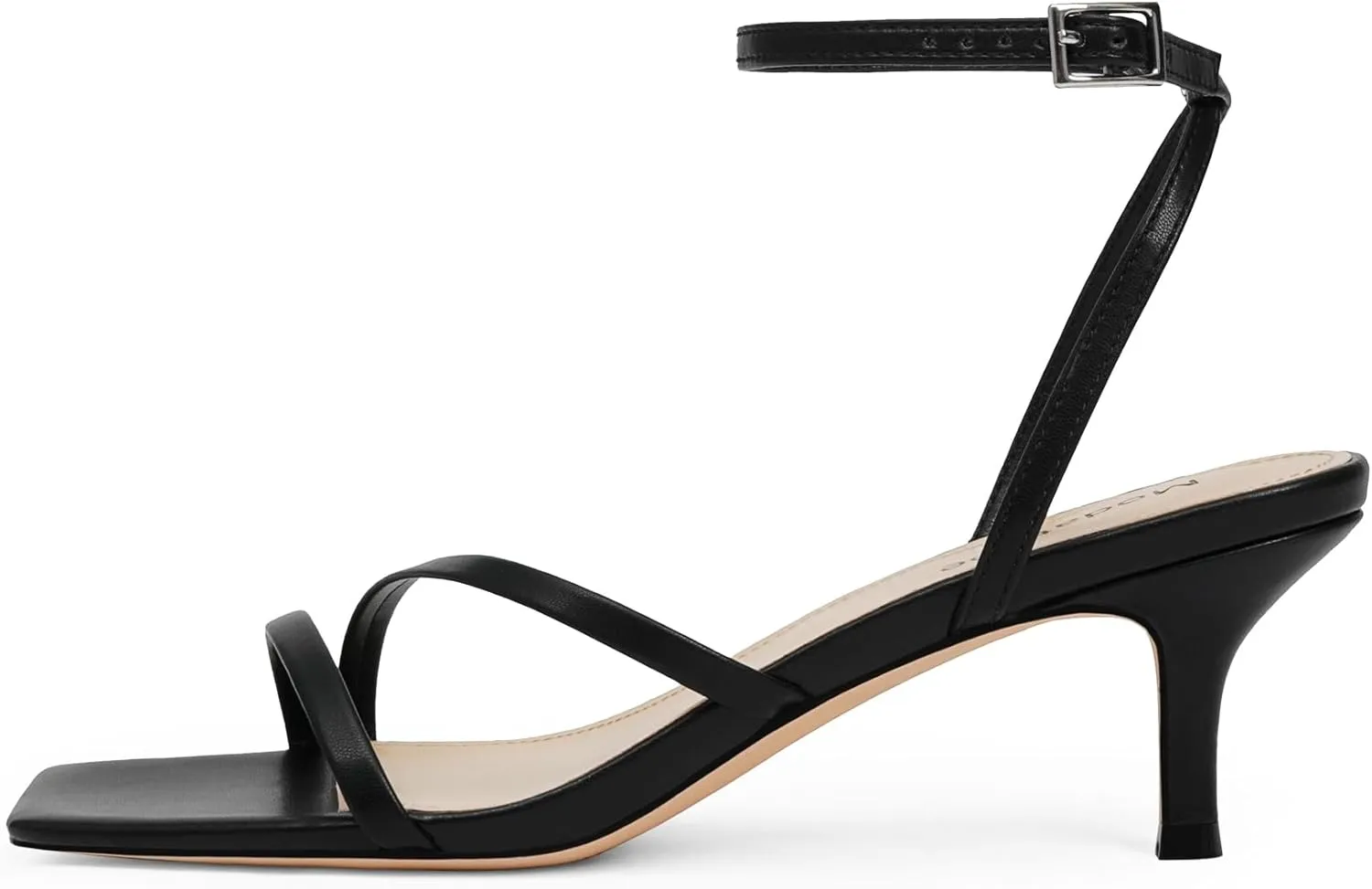 Modatope Womens Sandals Square Open Toe Kitten Heels Strappy Ankle Strap Sandals Comfort Dress Party Shoes