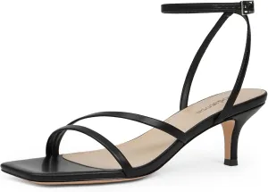 Modatope Womens Sandals Square Open Toe Kitten Heels Strappy Ankle Strap Sandals Comfort Dress Party Shoes