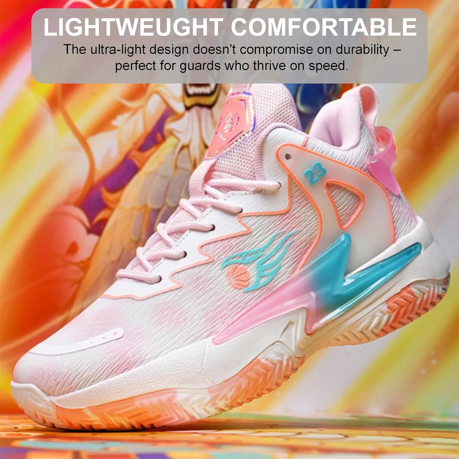 Moodeng Womens Basketball Shoes Breathable Non Slip Sports Shoes Fashion Running Sneakers Supportive Athletic Gym Shoes