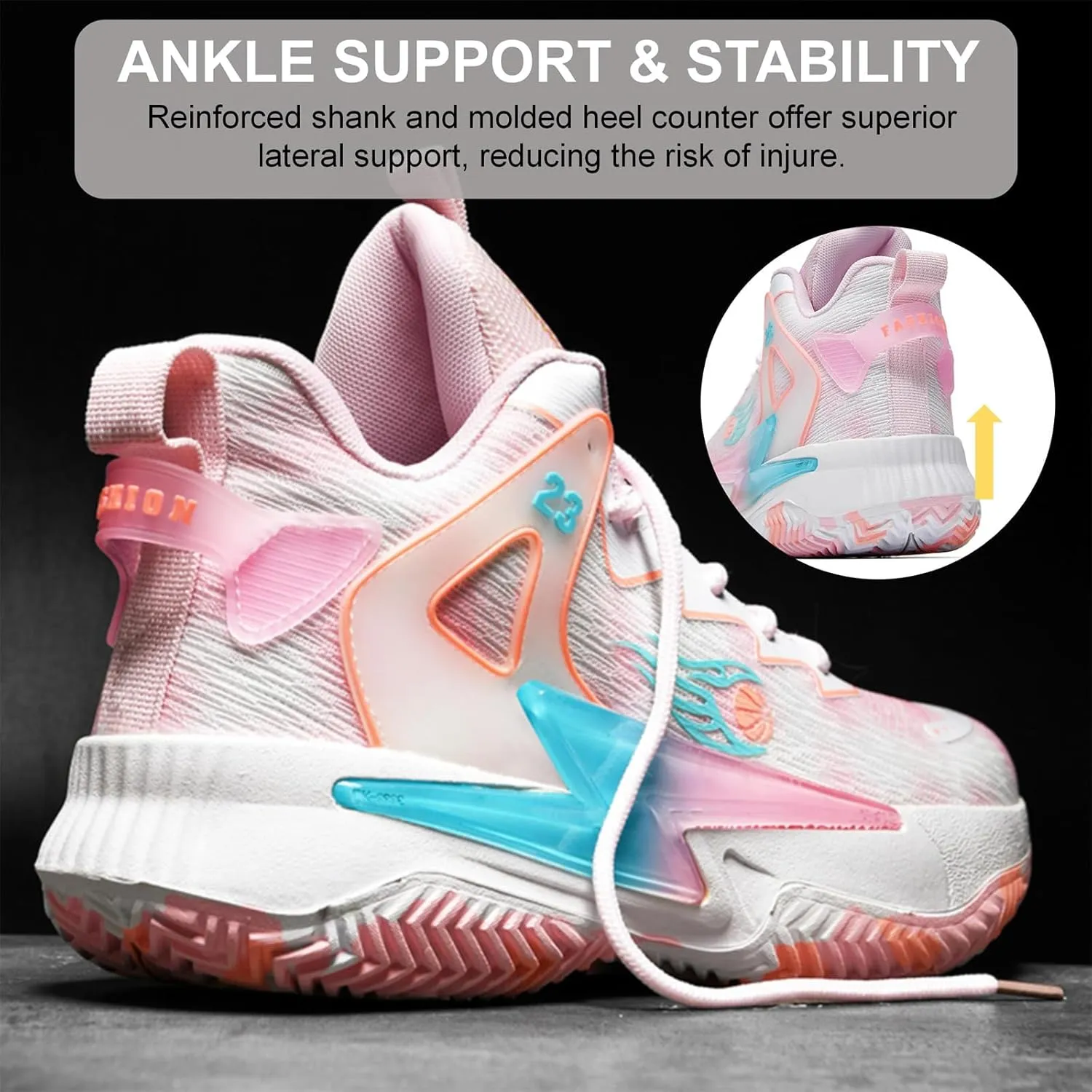 Moodeng Womens Basketball Shoes Breathable Non Slip Sports Shoes Fashion Running Sneakers Supportive Athletic Gym Shoes