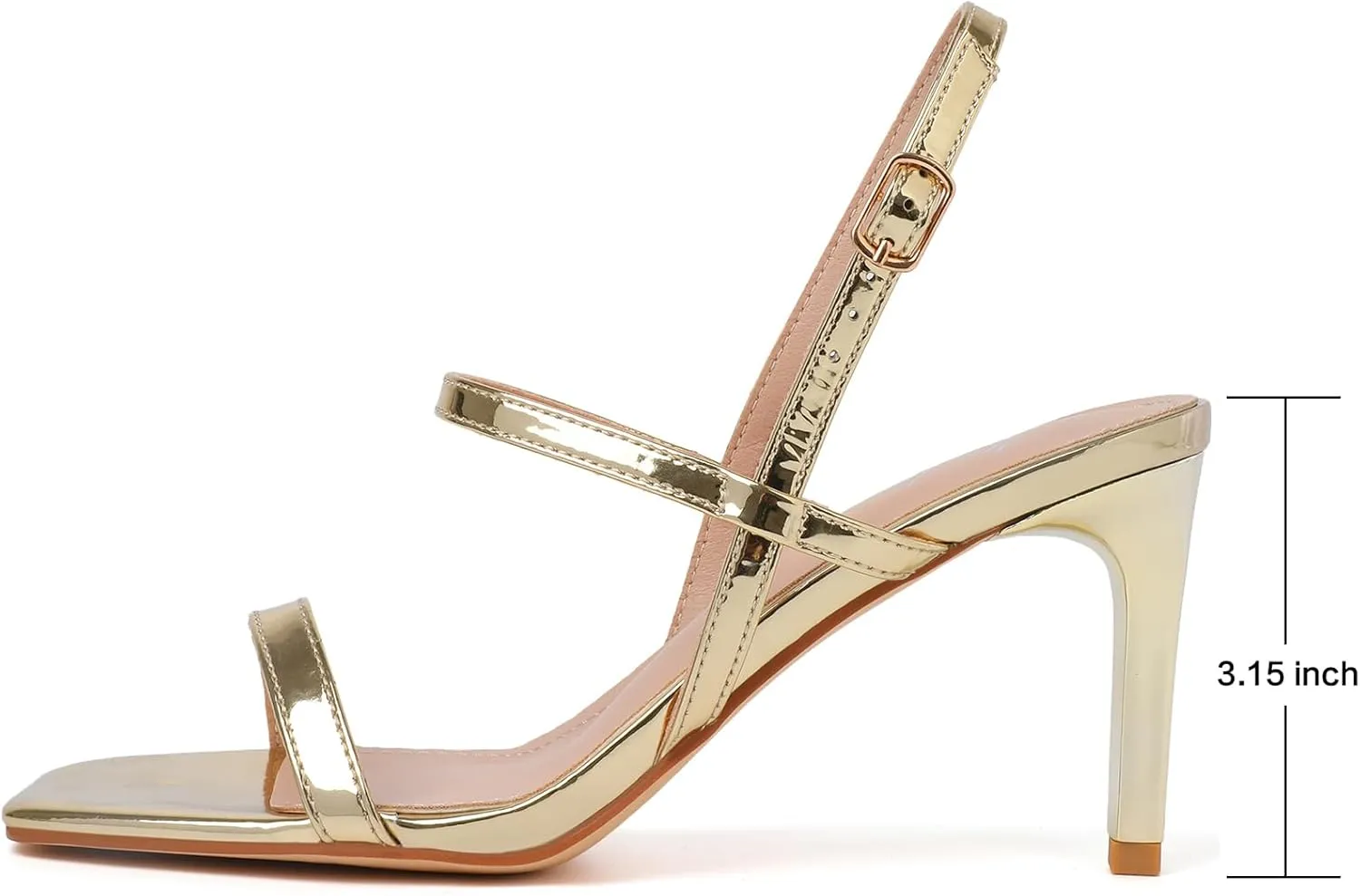 Mostrin Heels for Women Strappy Sandals Square Open Toe High Heel Sandals Ankle Strap Stiletto Heels for Party Wedding