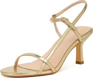 Mostrin Heels for Women Strappy Sandals Square Open Toe High Heel Sandals Ankle Strap Stiletto Heels for Party Wedding