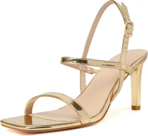 Mostrin Heels for Women Strappy Sandals Square Open Toe High Heel Sandals Ankle Strap Stiletto Heels for Party Wedding