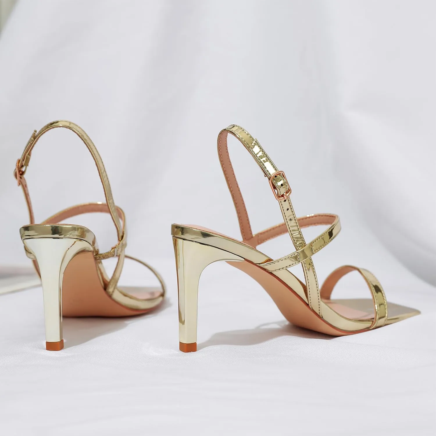 Mostrin Heels for Women Strappy Sandals Square Open Toe High Heel Sandals Ankle Strap Stiletto Heels for Party Wedding
