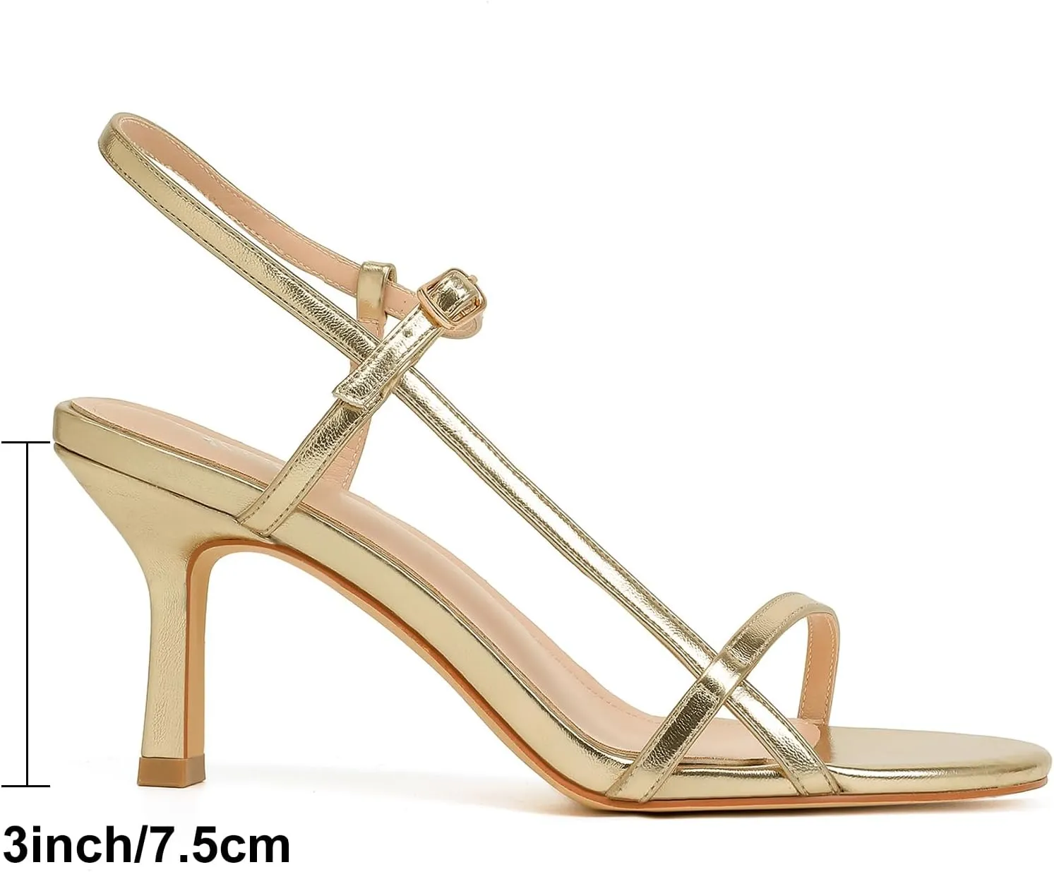 Mostrin Heels for Women Strappy Sandals Square Open Toe High Heel Sandals Ankle Strap Stiletto Heels for Party Wedding