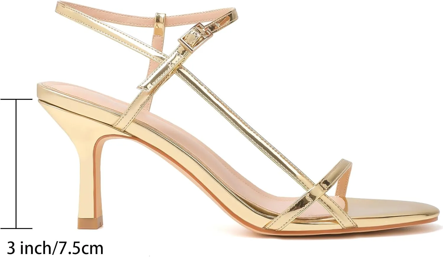 Mostrin Heels for Women Strappy Sandals Square Open Toe High Heel Sandals Ankle Strap Stiletto Heels for Party Wedding