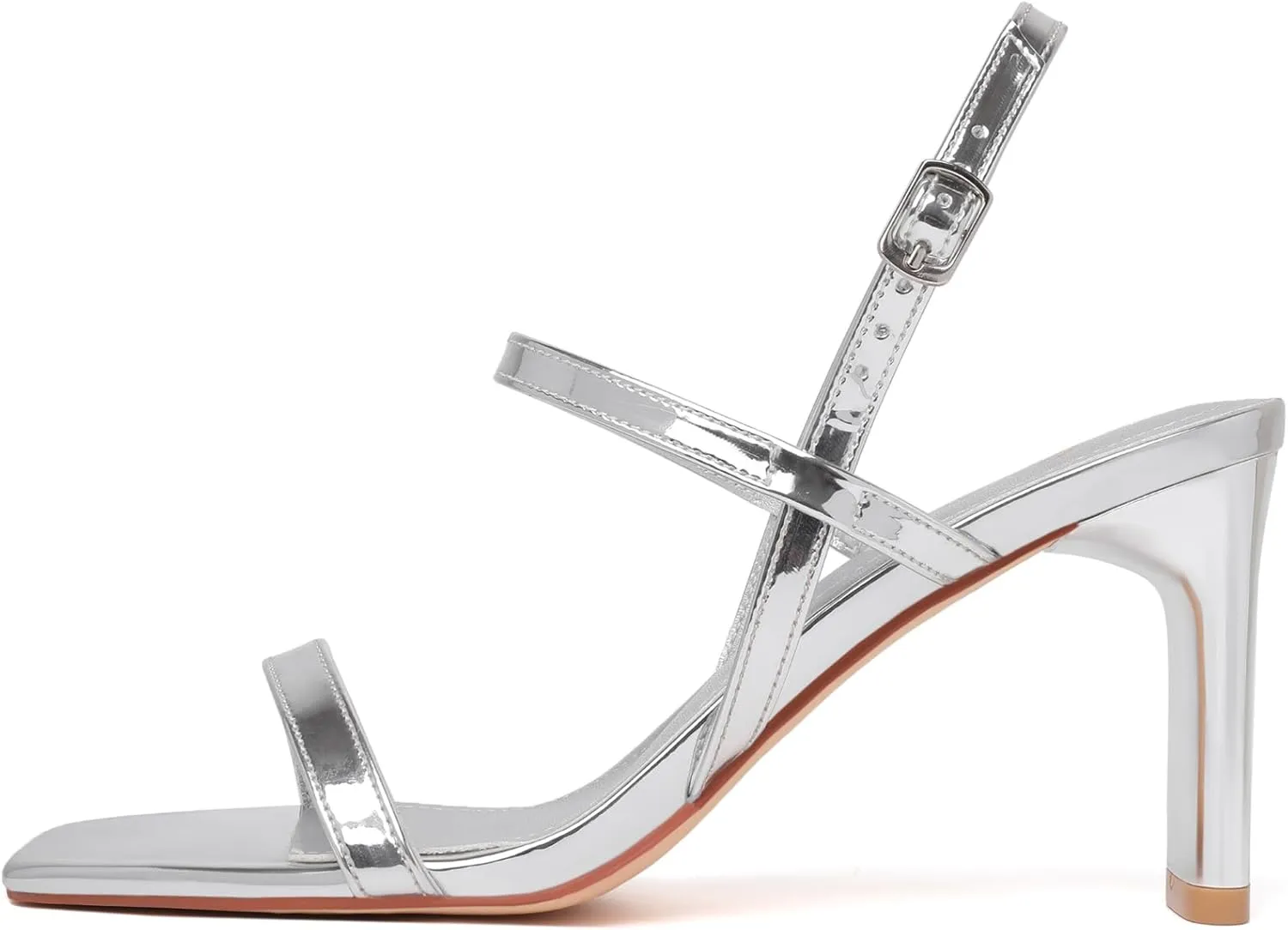 Mostrin Heels for Women Strappy Sandals Square Open Toe High Heel Sandals Ankle Strap Stiletto Heels for Party Wedding