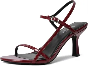 Mostrin Heels for Women Strappy Sandals Square Open Toe High Heel Sandals Ankle Strap Stiletto Heels for Party Wedding