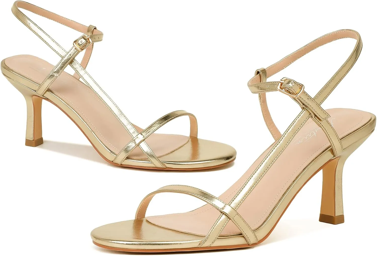 Mostrin Heels for Women Strappy Sandals Square Open Toe High Heel Sandals Ankle Strap Stiletto Heels for Party Wedding