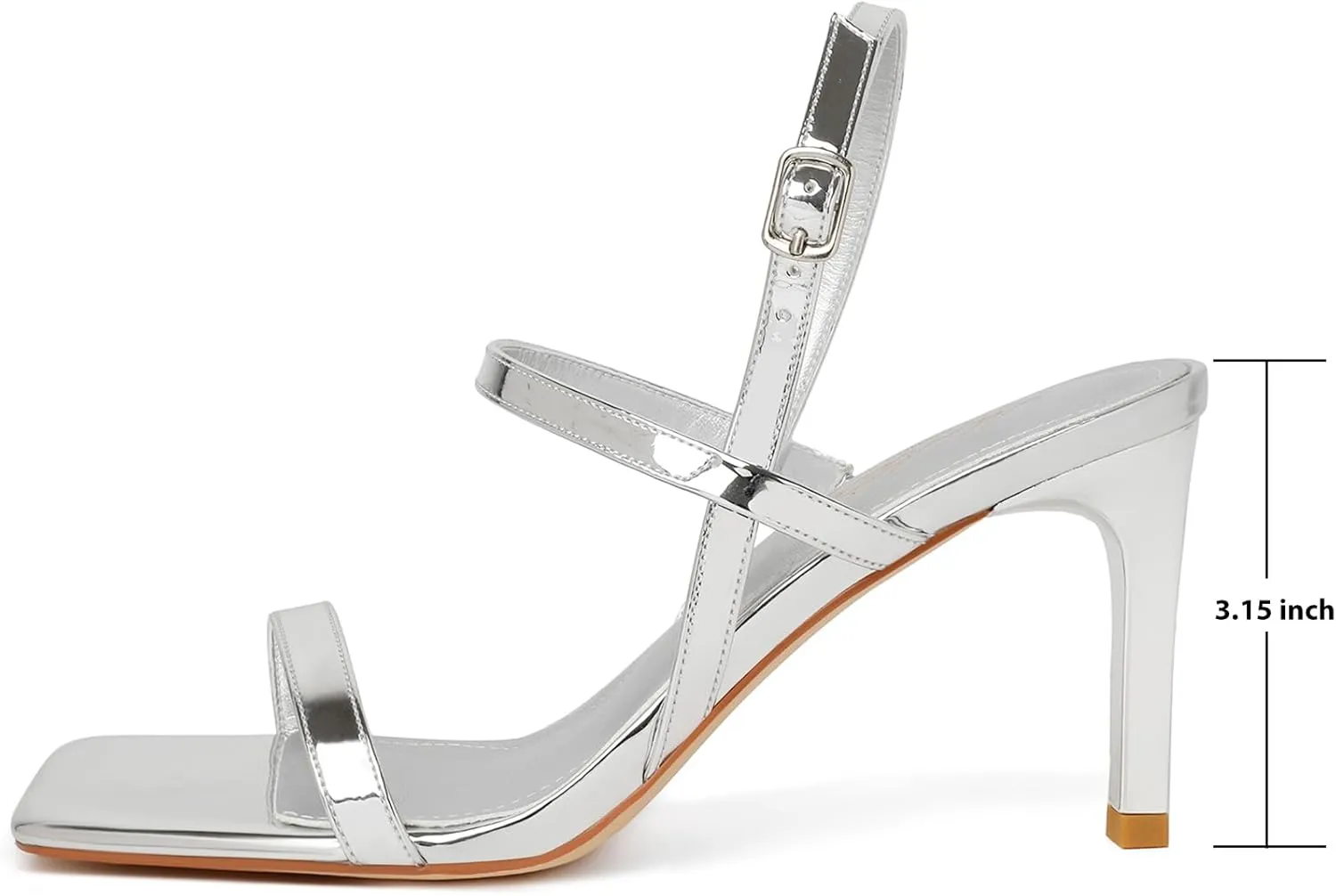 Mostrin Heels for Women Strappy Sandals Square Open Toe High Heel Sandals Ankle Strap Stiletto Heels for Party Wedding