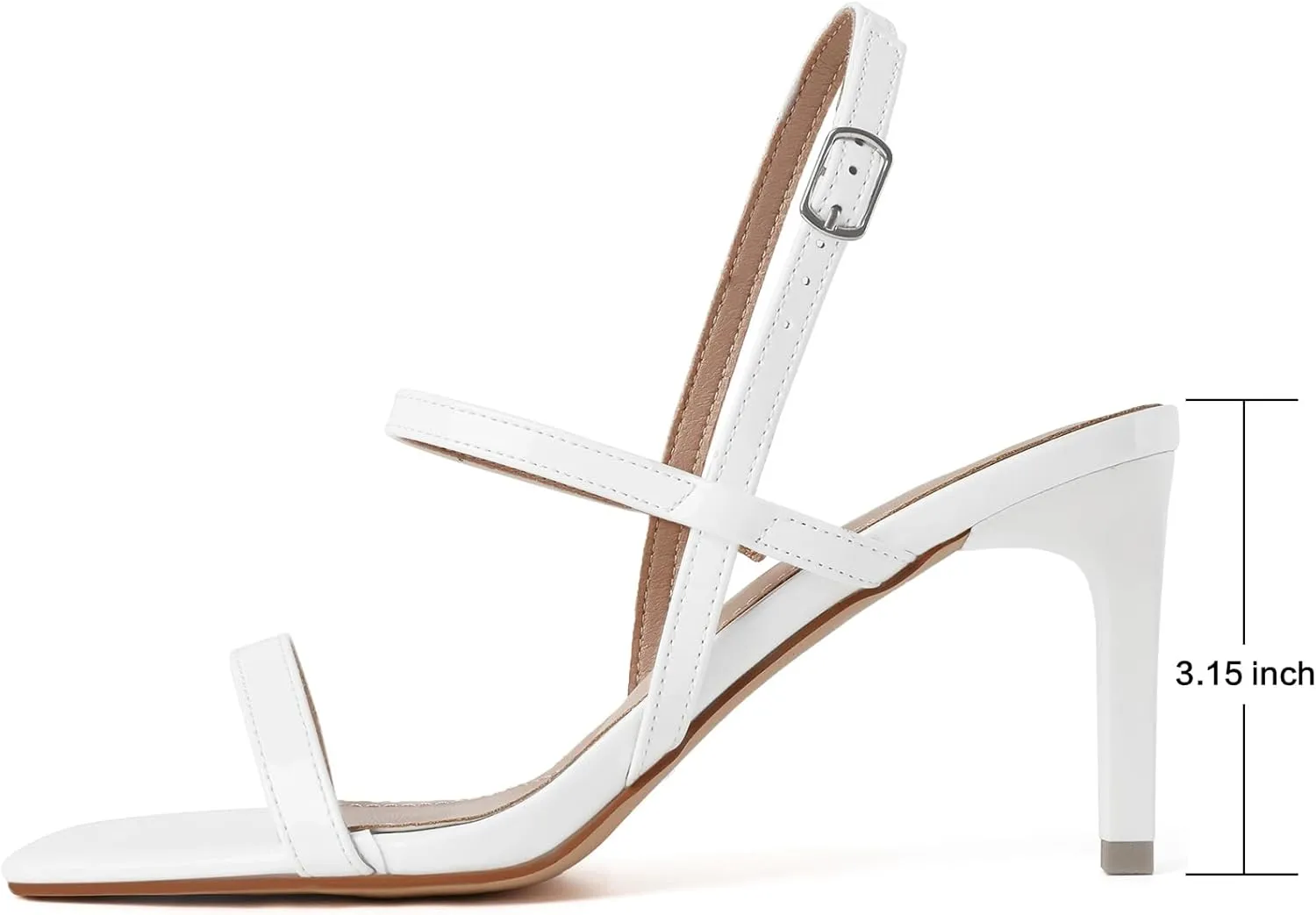 Mostrin Heels for Women Strappy Sandals Square Open Toe High Heel Sandals Ankle Strap Stiletto Heels for Party Wedding
