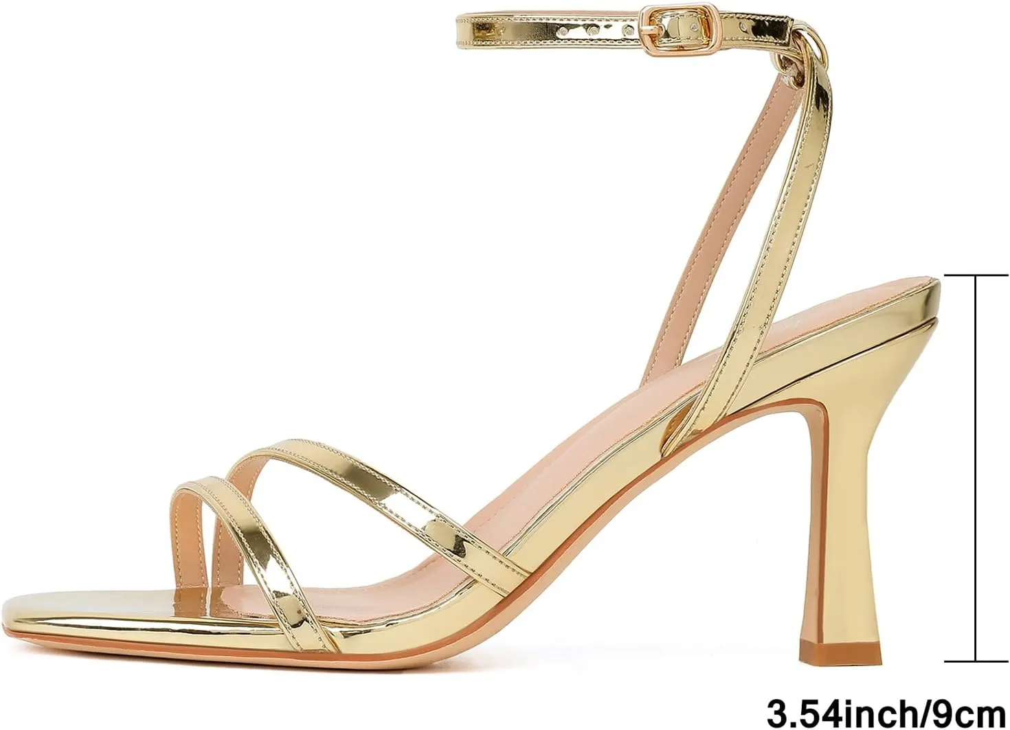 Mostrin Womens Sandals Strappy Heels for Women Ankle Strap Lace Up Heels Square Open Toe Heels Tie Up Stiletto High Heeled Sandals for Prom, Party, Daily Wear