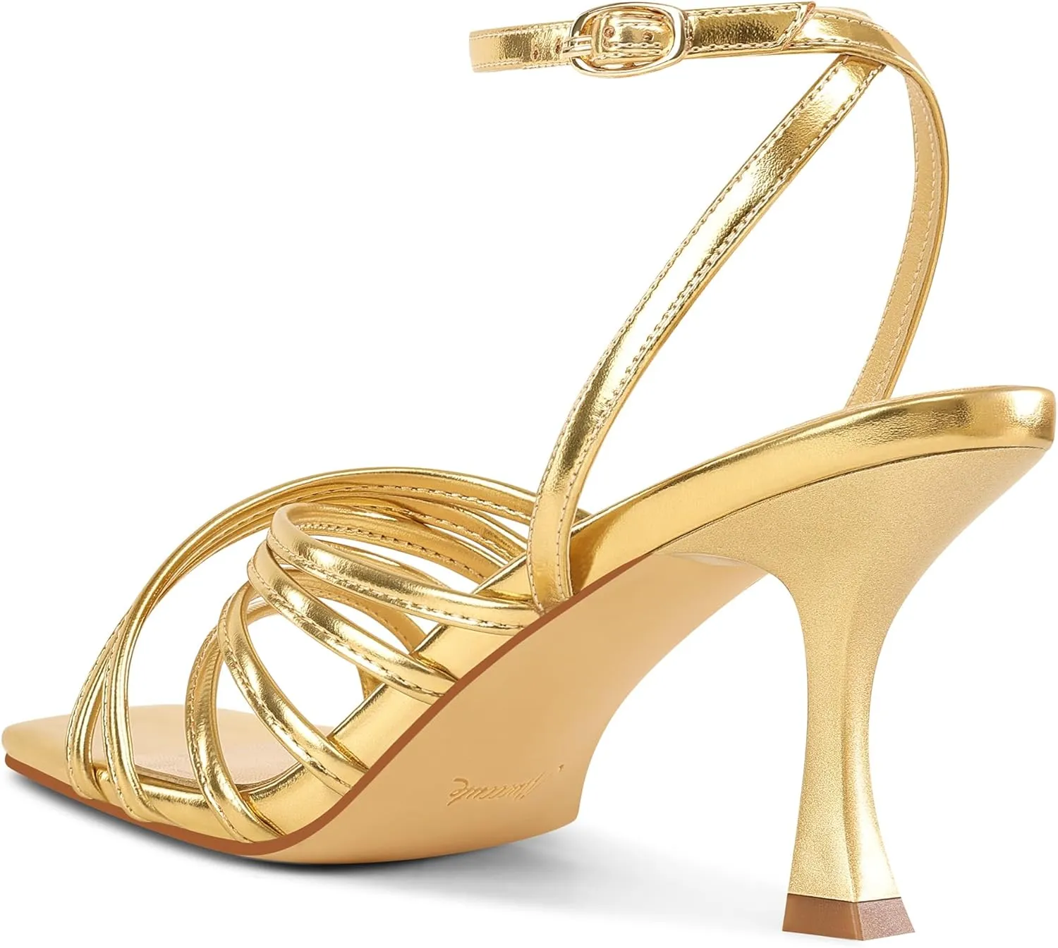 MUCCCUTE Heels for Women Square Open Toe Heeled Sandals Strappy Heels Ankle Strap Comfort Weddings Dressy Prom Shoes