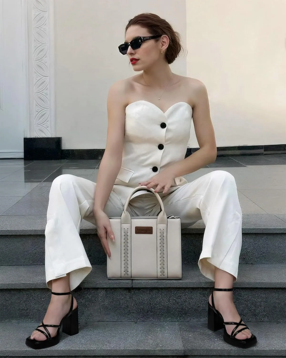 MUCCCUTE Platform Heels for Women Strappy Chunky Heeled Sandals Square Open Toe Ankle Strap Comfortable Wedding Party Evening Prom Dress Shoes
