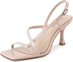 MUCCCUTE Strappy Kitten Heels for Women Square Open Toe Heeled Sandals Ankle Strap Party Prom Wedding Dressy