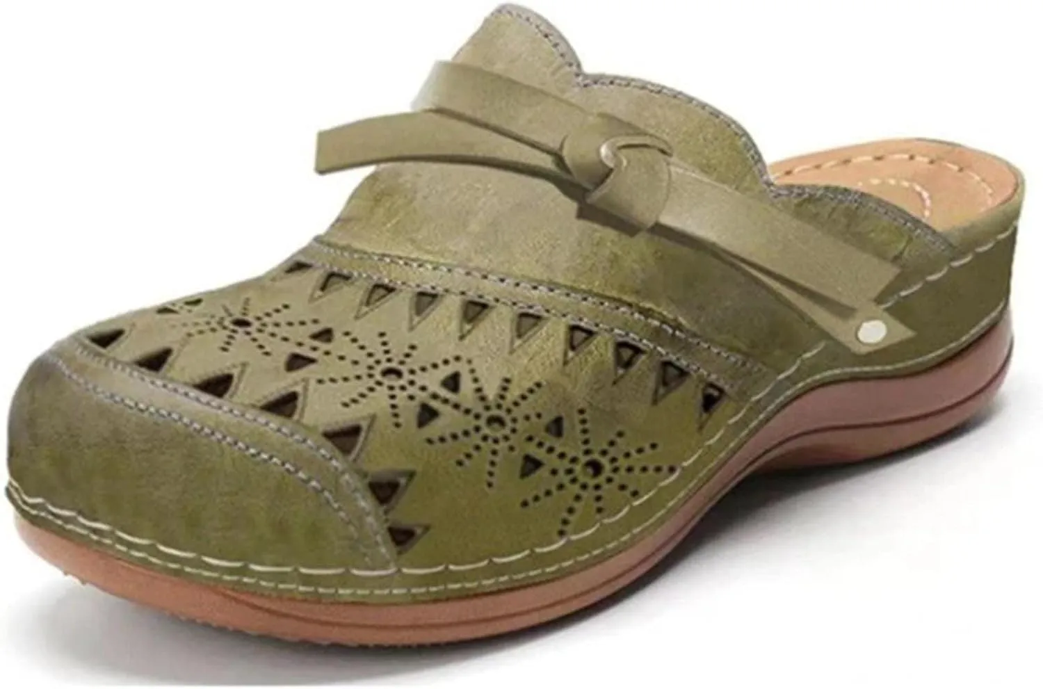 Mules for Women Clogs with Arch Support Slip on Shoes Vintage Closed Toe Snadals Casual Summer Wedge Sandals