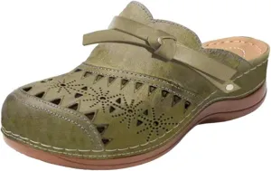 Mules for Women Clogs with Arch Support Slip on Shoes Vintage Closed Toe Snadals Casual Summer Wedge Sandals