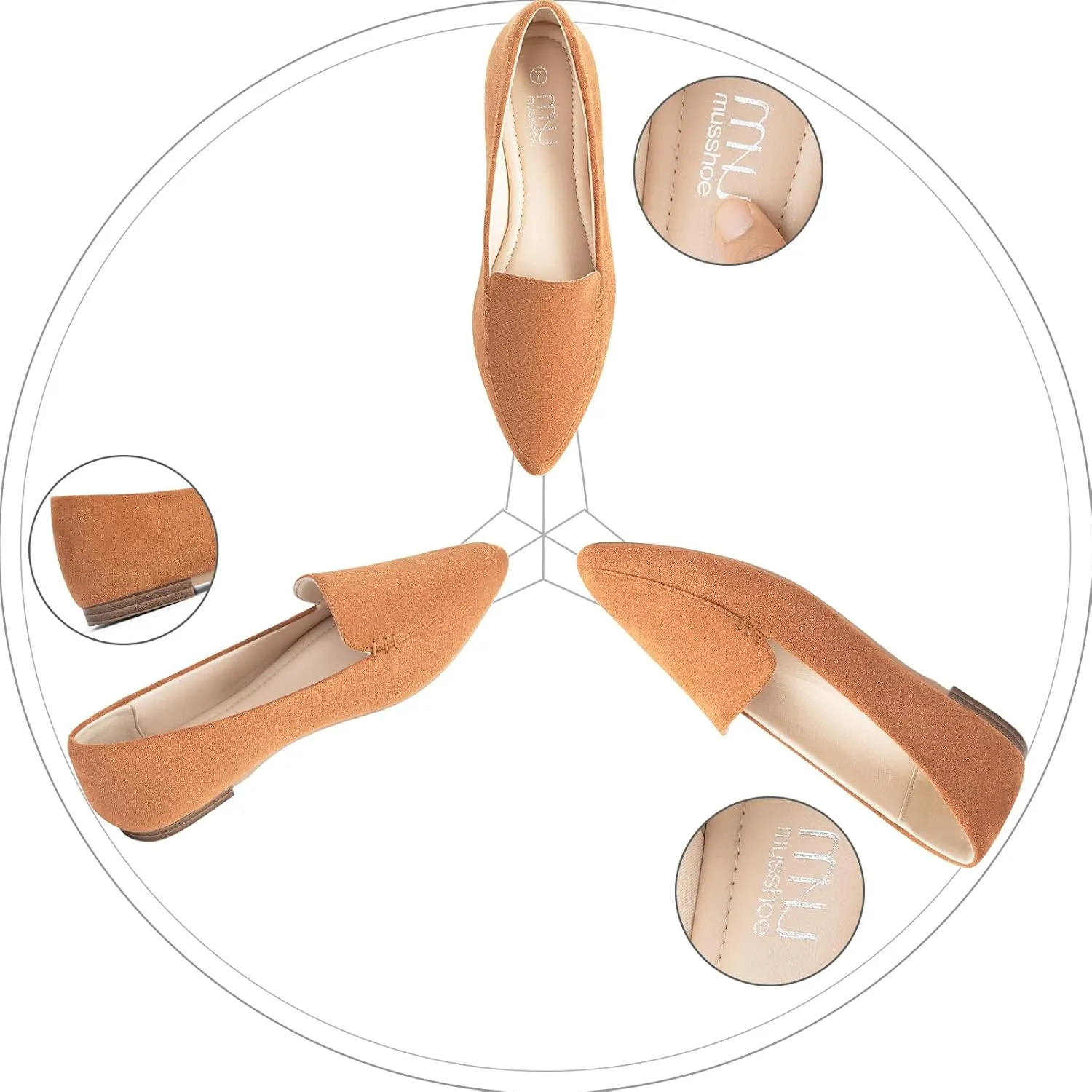 MUSSHOE Loafers for Women Comfortable Pointed Toe Memory Foam Women's Loafers