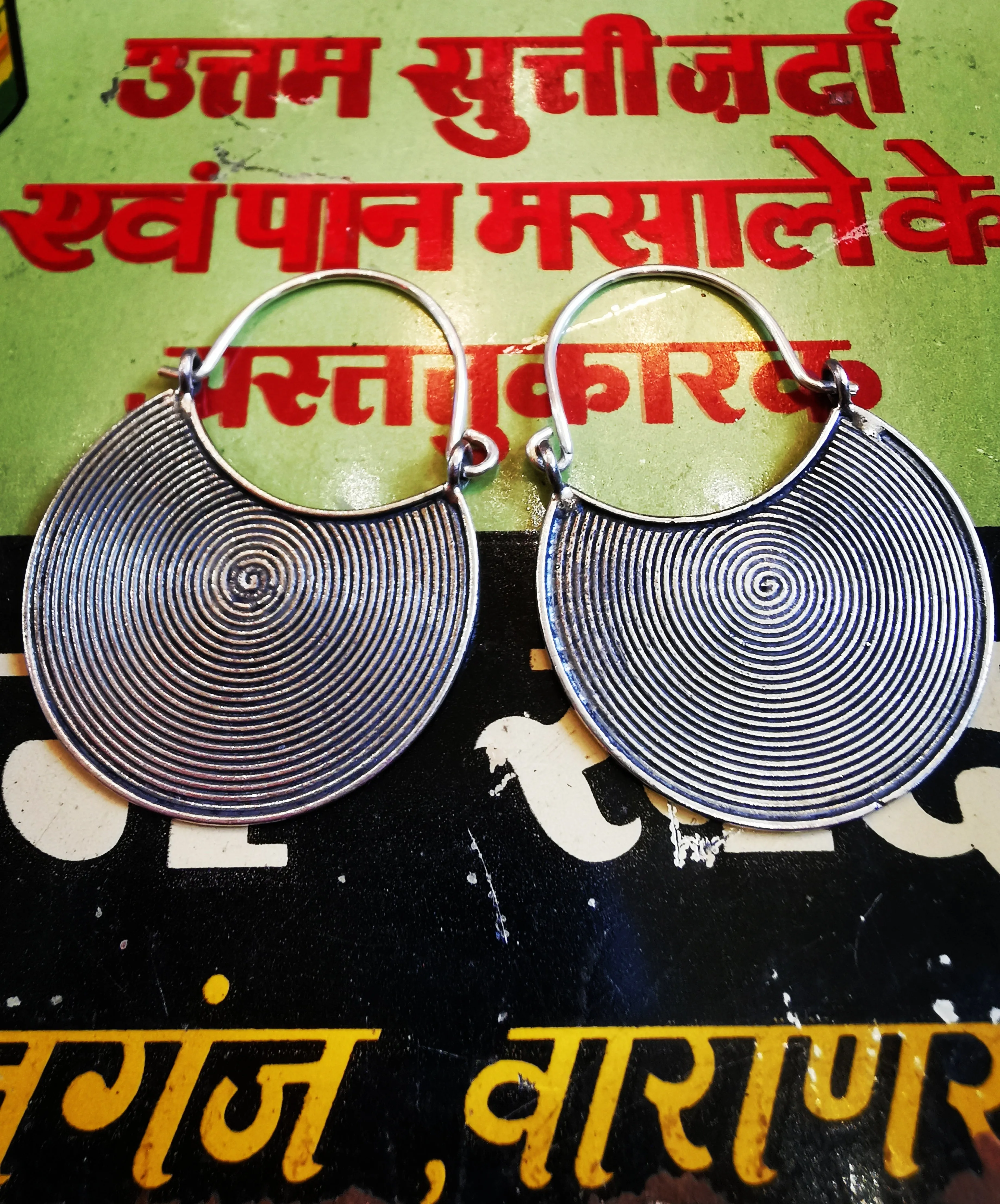 Myanmar spiral hoop earrings