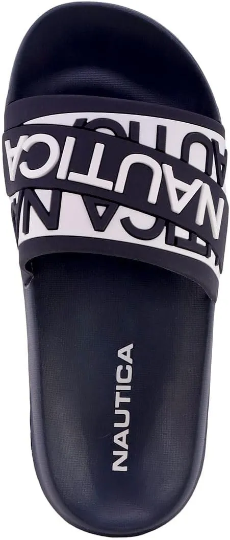 Nautica Women's Athletic Slide Sandals - Comfort Slip-On Shower Shoes, Quick-Dry Beach Sandals, Non-Slip Boat Slides for Pool & Casual Wear