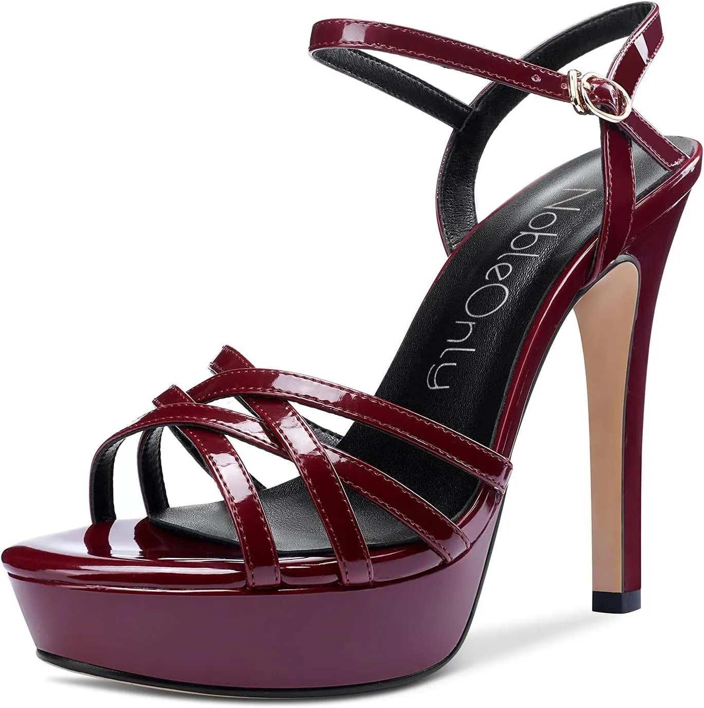 NobleOnly Women's High Heels Platform Roman Slingback Ankle Strap Sandals Open-Toe Stilettos Sandal 5" Heel Bassic Shoes