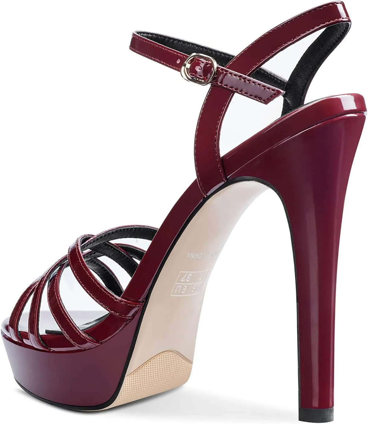 NobleOnly Women's High Heels Platform Roman Slingback Ankle Strap Sandals Open-Toe Stilettos Sandal 5" Heel Bassic Shoes