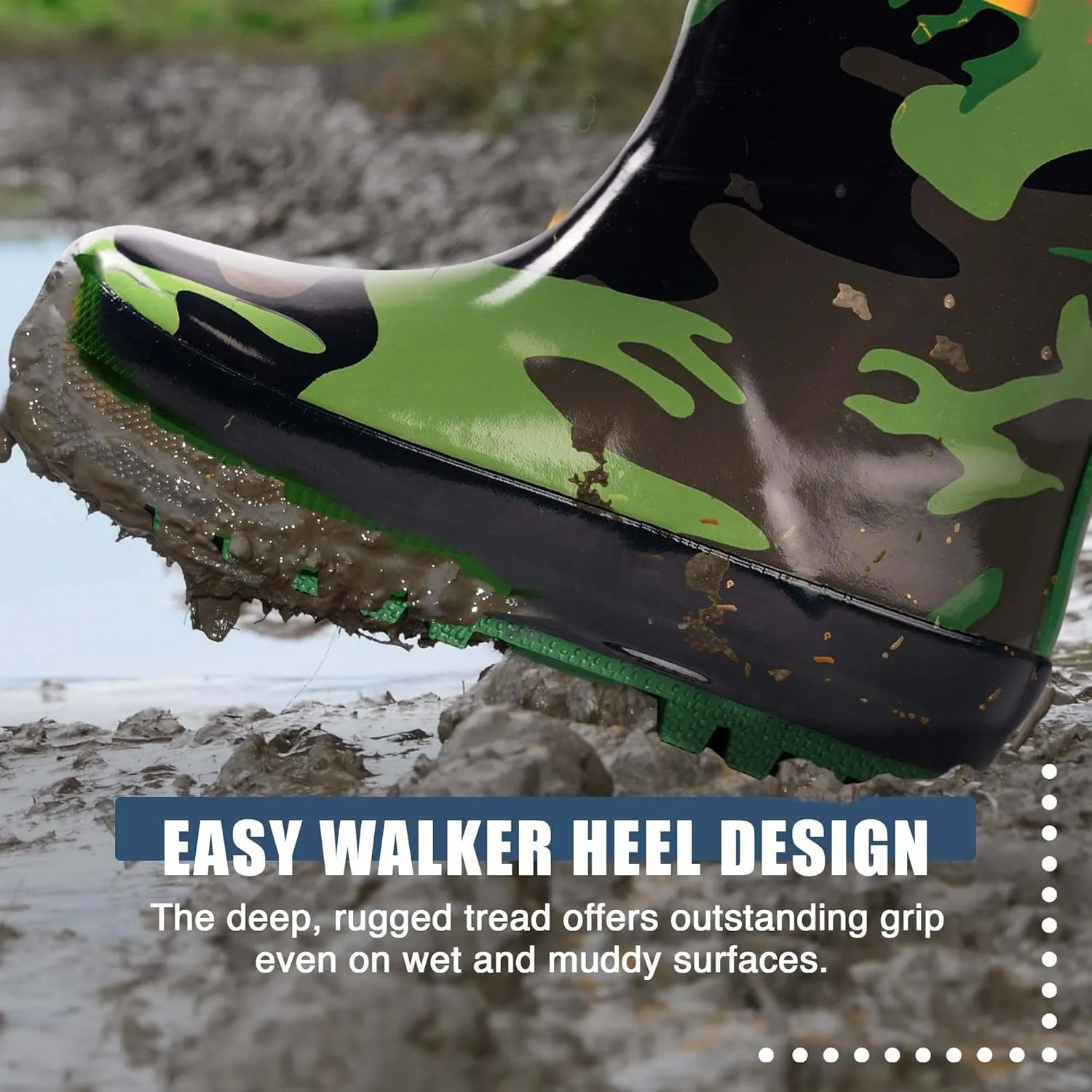 NORTY Rubber Rain Boots for Kids - Waterproof Rubber Boots Boys and Girls Solid & Printed Rainboots for Toddlers and Kids
