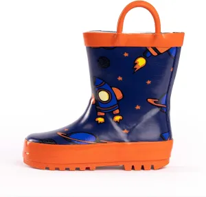 NORTY Rubber Rain Boots for Kids - Waterproof Rubber Boots Boys and Girls Solid & Printed Rainboots for Toddlers and Kids