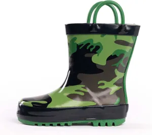 NORTY Rubber Rain Boots for Kids - Waterproof Rubber Boots Boys and Girls Solid & Printed Rainboots for Toddlers and Kids