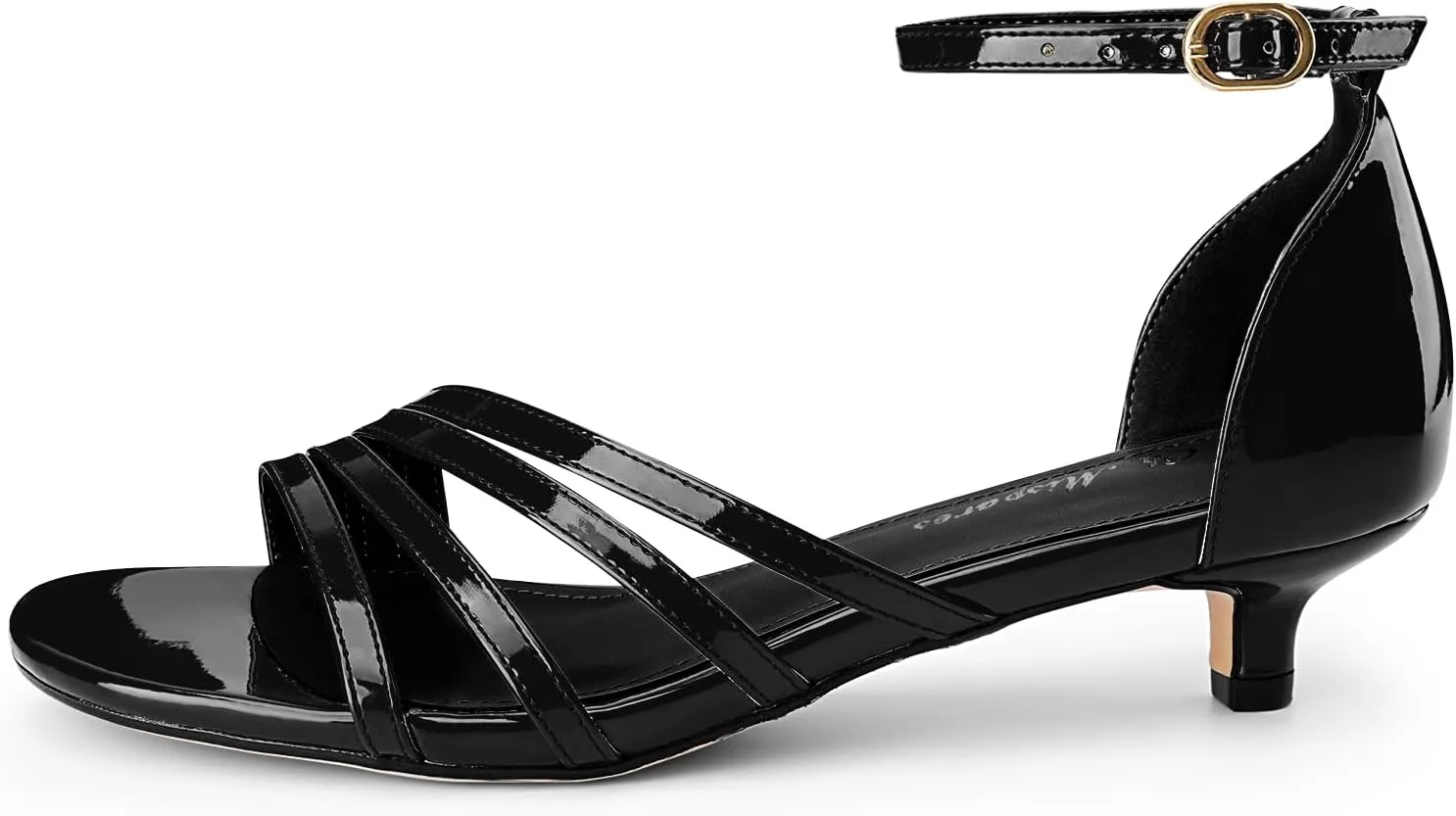 Oh Mispares Women’s Kitten Heel Sandals Round Open Toe Comfortable Strappy Low Heels Adjustable Ankle Strap Buckle Party Prom Office Casual Dress Shoes