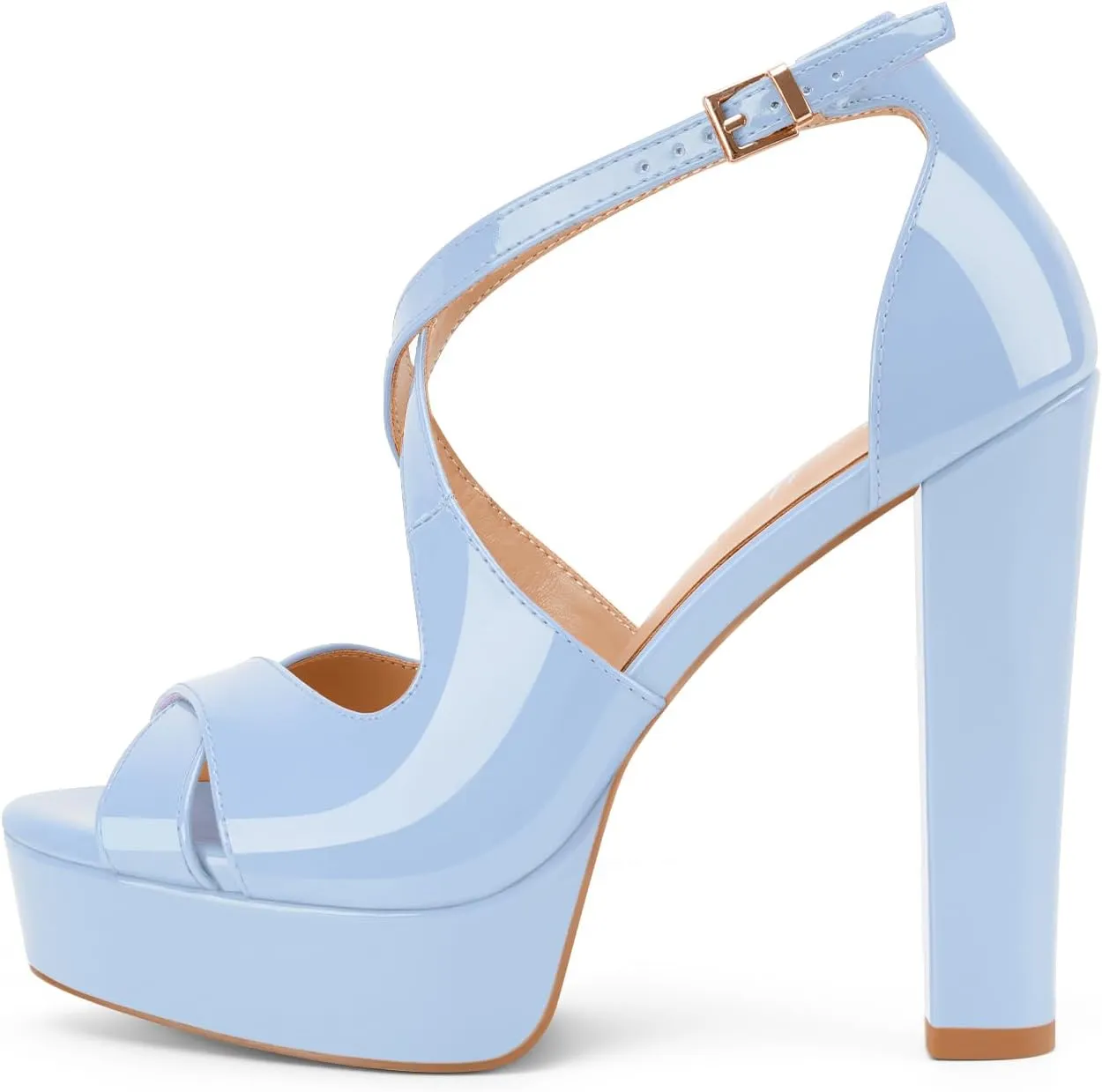 Oh Mispares Wome's Chunky Block High Heel Platform Sandals Peep Toe Sexy Crisscross Strappy Heels for Women Ankle Strap Dress Shoes for Wedding Party Evening Summer