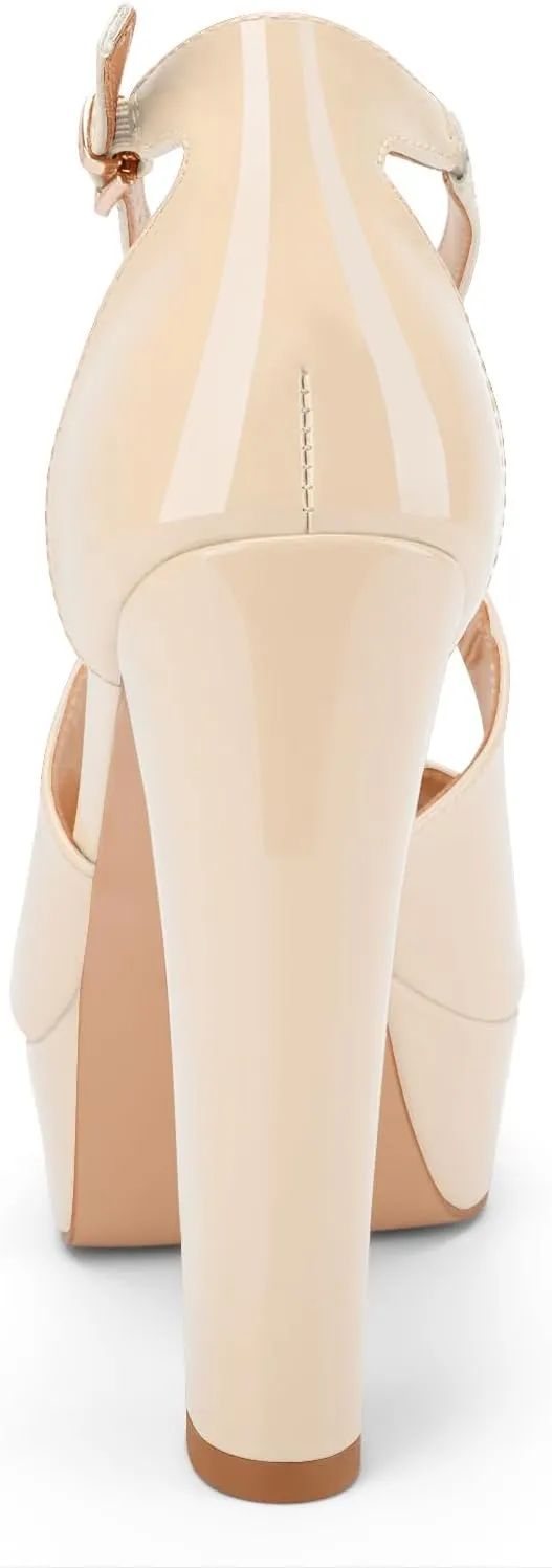 Oh Mispares Wome's Chunky Block High Heel Platform Sandals Peep Toe Sexy Crisscross Strappy Heels for Women Ankle Strap Dress Shoes for Wedding Party Evening Summer