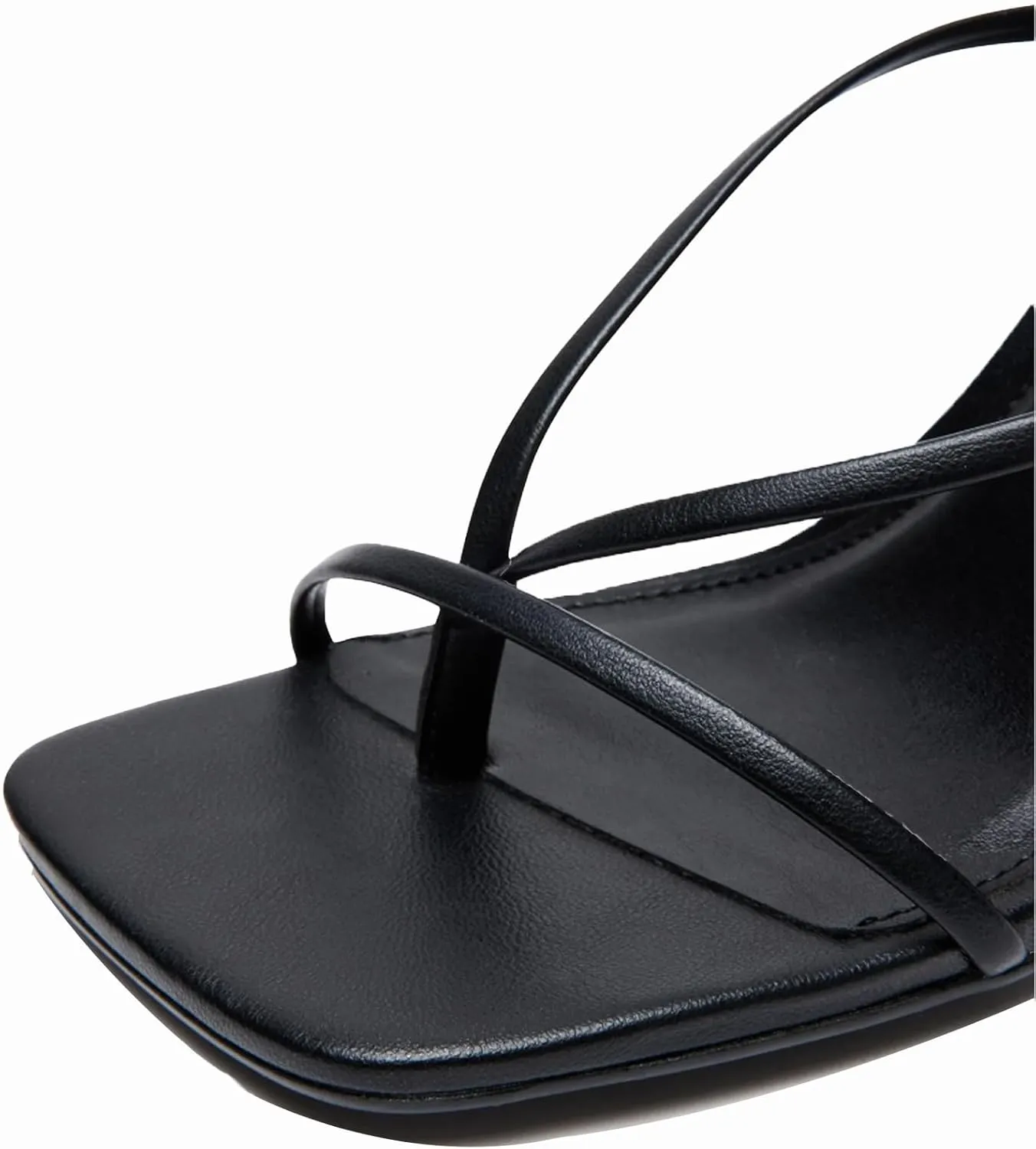 olomisa Strappy Heels for Women Square Toe Thong Heels Ankle Strap Stiletto Heeled Sandals