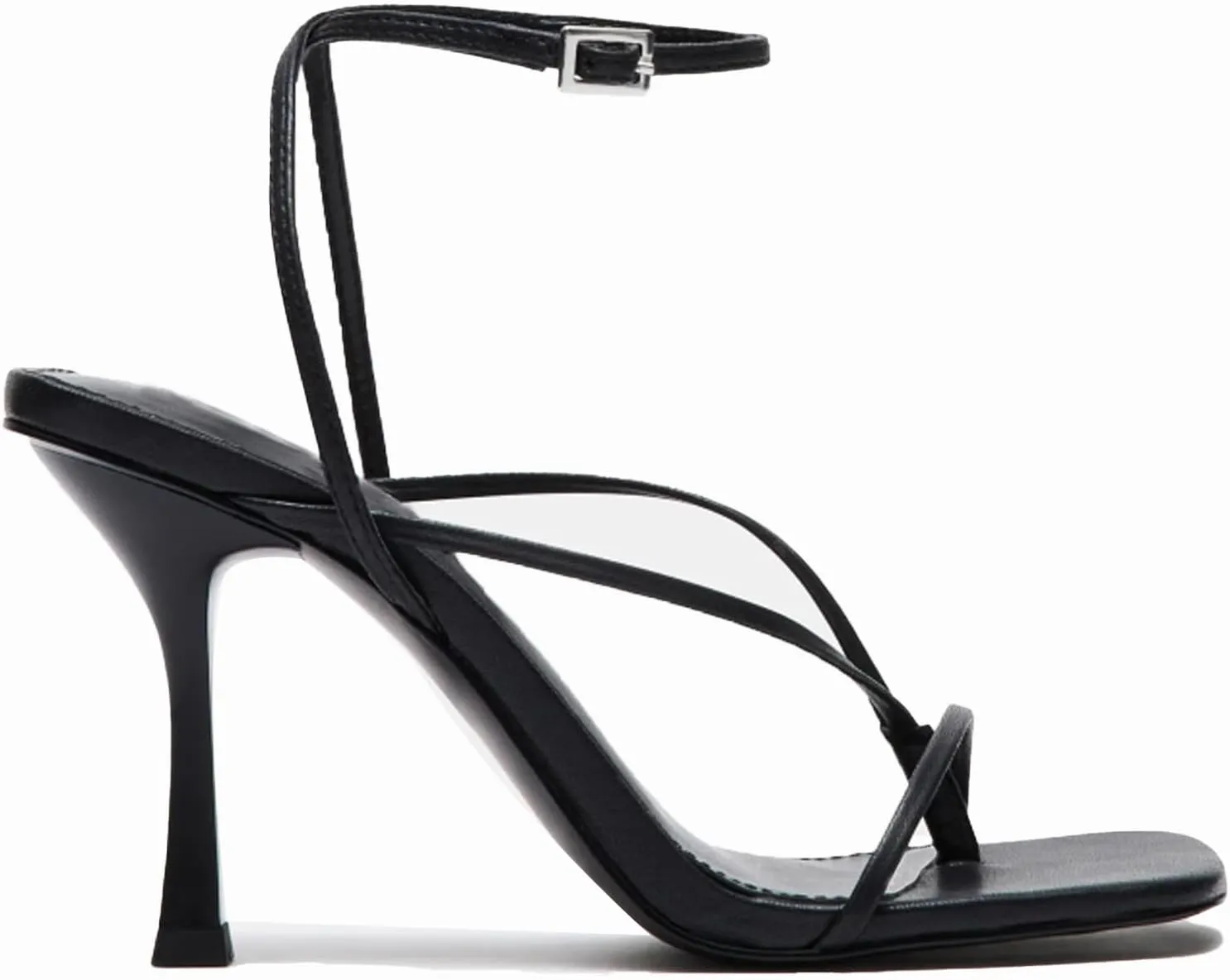 olomisa Strappy Heels for Women Square Toe Thong Heels Ankle Strap Stiletto Heeled Sandals