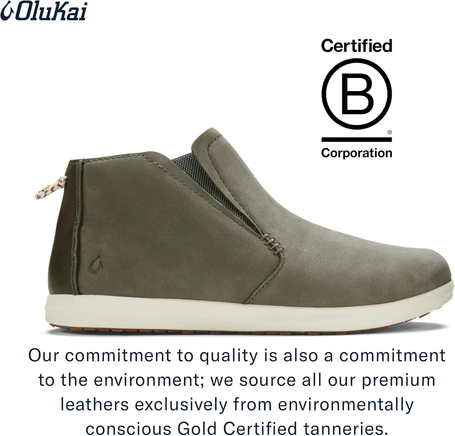 OLUKAI Hawai'iloa Manu Hope Women's Booties, Soft & Comfortable Waterproof Full-Grain Leather, Elastic Gore Panels for Customized Fit & Wet Grip Rubber Soles