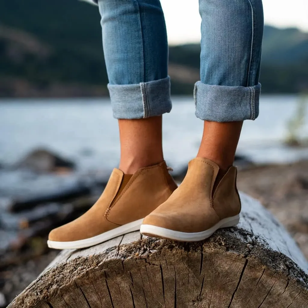 OLUKAI Hawai'iloa Manu Hope Women's Booties, Soft & Comfortable Waterproof Full-Grain Leather, Elastic Gore Panels for Customized Fit & Wet Grip Rubber Soles