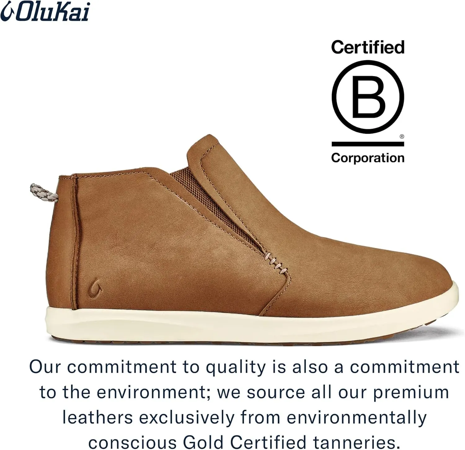 OLUKAI Hawai'iloa Manu Hope Women's Booties, Soft & Comfortable Waterproof Full-Grain Leather, Elastic Gore Panels for Customized Fit & Wet Grip Rubber Soles