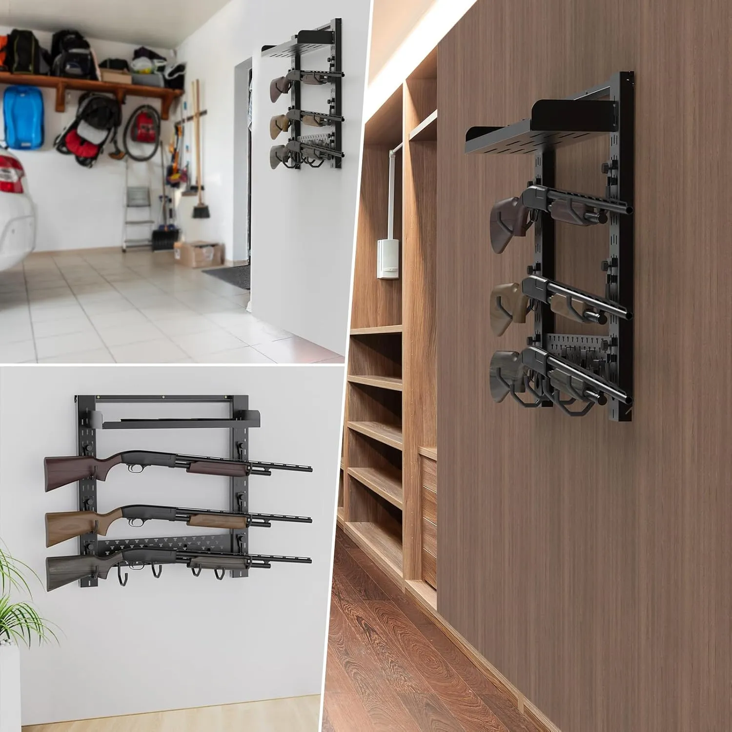 OneTigris Gun Rack Wall Mount,Indoor Gun Rack for Wall with Shelf Horizontal and 1 Removable Gun Accessories Tray