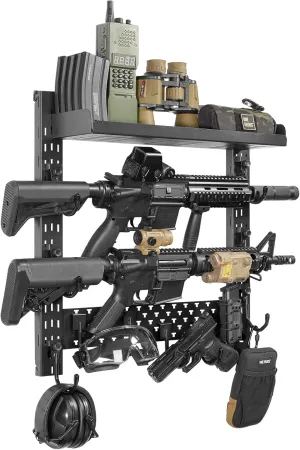 OneTigris Gun Rack Wall Mount,Indoor Gun Rack for Wall with Shelf Horizontal and 1 Removable Gun Accessories Tray