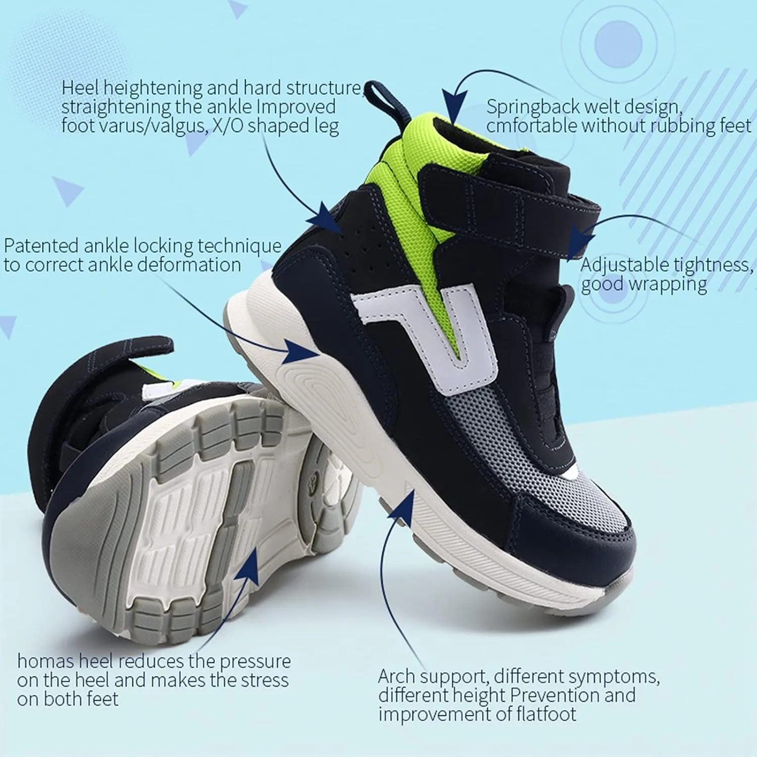 Orthopedic Shoes for Toddlers and Kids,Arch and Ankle Support Sneakers for Girls & Boys' Flat Feet and Foot Varus/Valgus