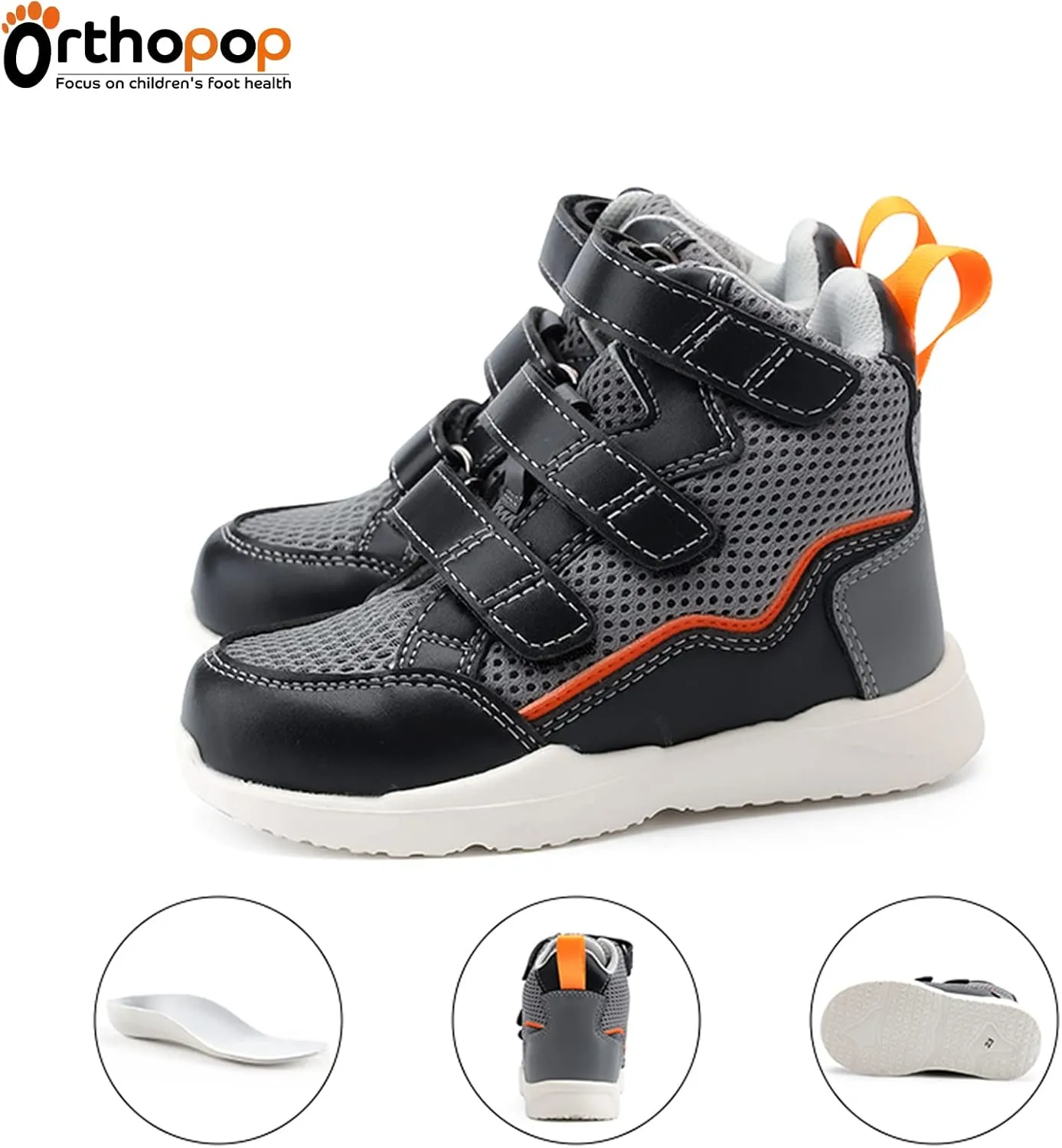 Orthopedic Sneakers for Kids and Toddlers,Breathable with Large Mesh,Light-Weight Shoes with Arch and Ankle Support