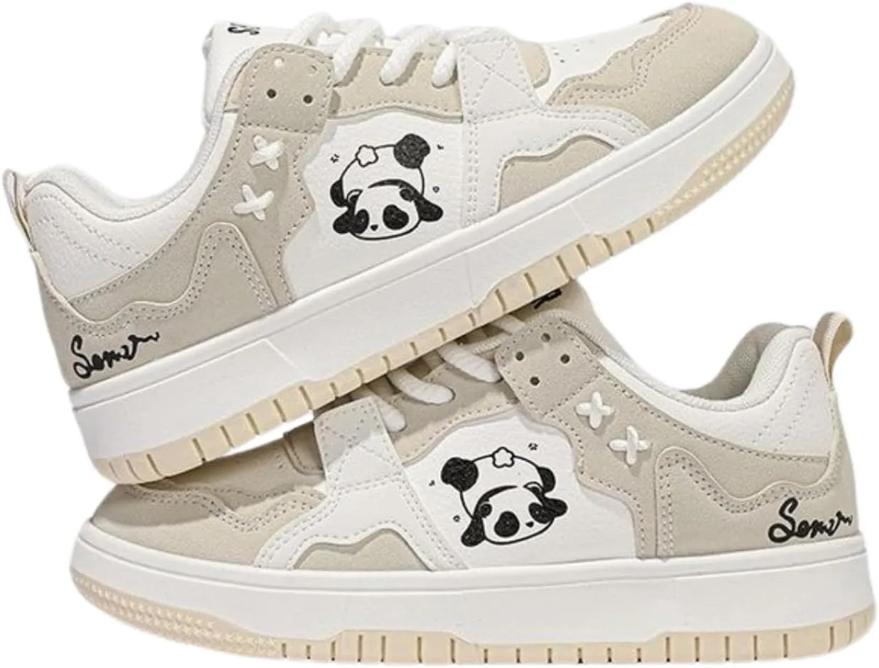Panda-Themed Walking Sneakers for Women, Y2K Aesthetic, Cute Sporty Comfort, Travel-Ready