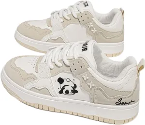 Panda-Themed Walking Sneakers for Women, Y2K Aesthetic, Cute Sporty Comfort, Travel-Ready